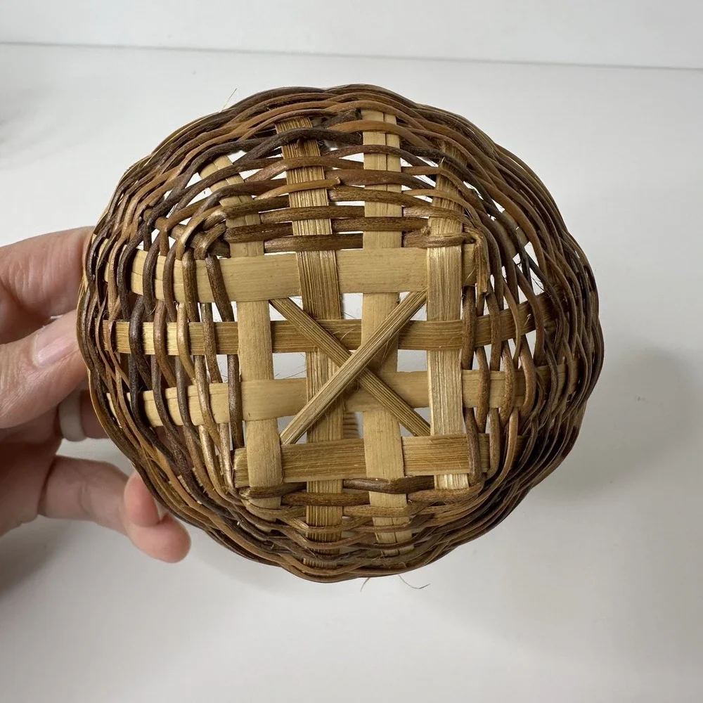 4 Miniature Handmade Woven Baskets Doll Accessory‎ Trinket Rustic Farmhouse 5